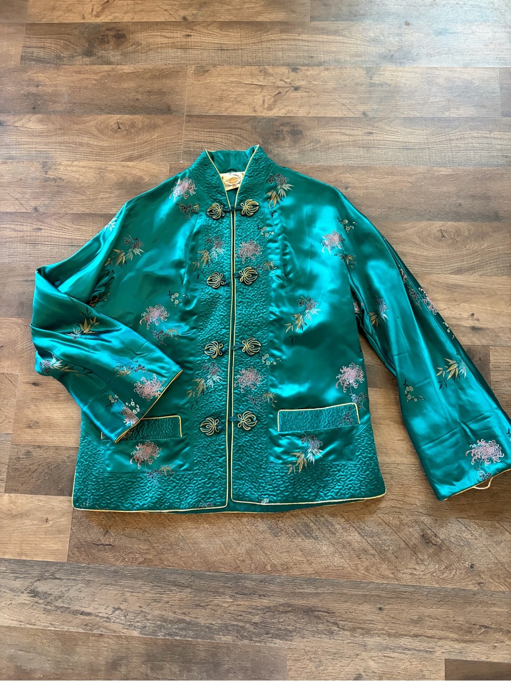 Teal Silk Embroidered Chinese Style Jacket
